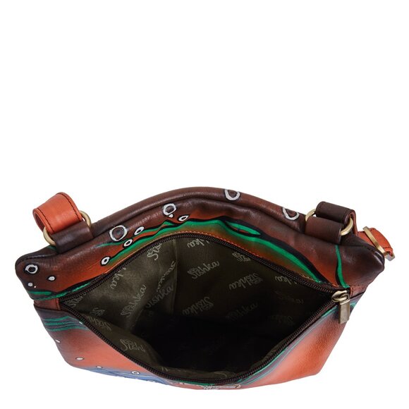 Hand-Painted Women's Leather Crossbody Sling Bag – Over the Shoulder Purses - Picture 5 of 7